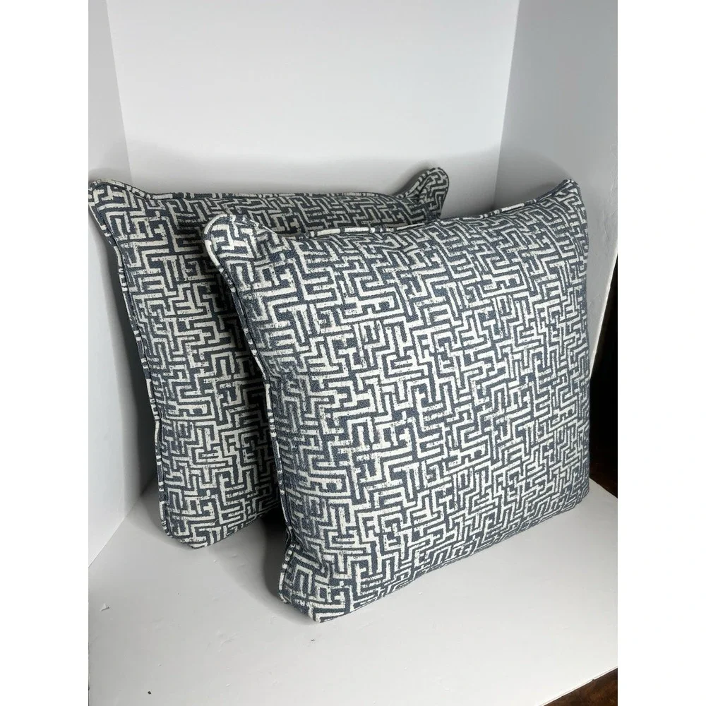 Pair of The Pillow Collection Cover + Down Insert Zeref Geometric Blue White 20